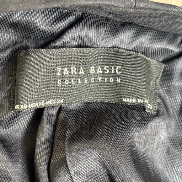 Zara Black Checked Tweed Longline Frock Coat Blazer Jacket Women’s XS Boucle - Picture 9 of 10